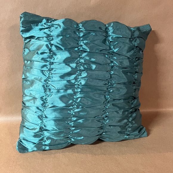 Teal Ruched Decorative Pillow - Picture 2 of 4